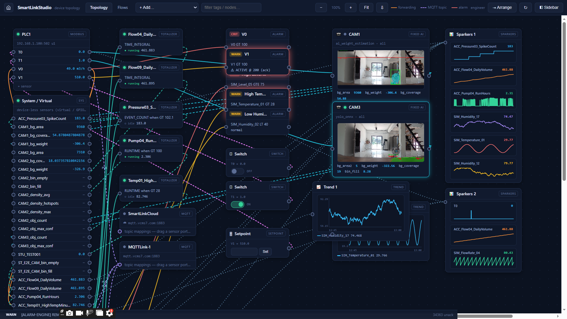 SmartLinkStudio AI Assistant panel guiding a sensor configuration change